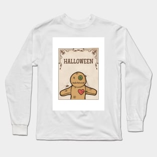 Spooky Halloween Voodoo Doll Illustration Long Sleeve T-Shirt